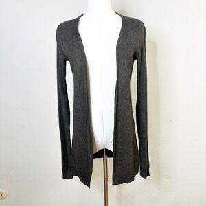 Marie Sixtine Cardigan Wool Blend Brown Metallic Open Front Elbow‎ Patch Size XS